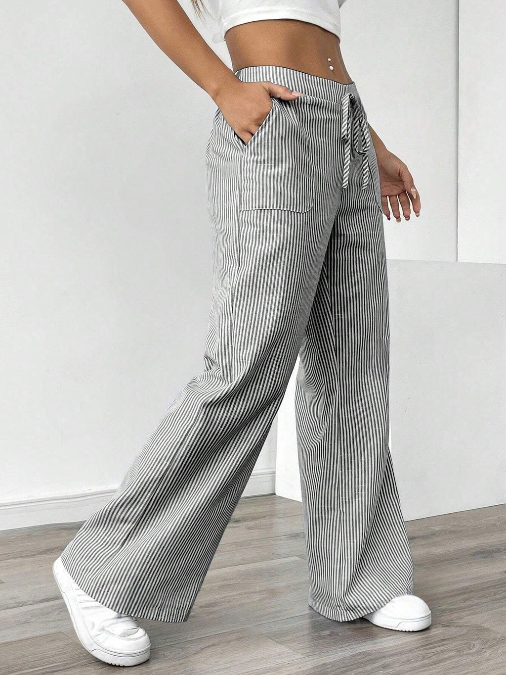 Striped trousers, casual and versatile