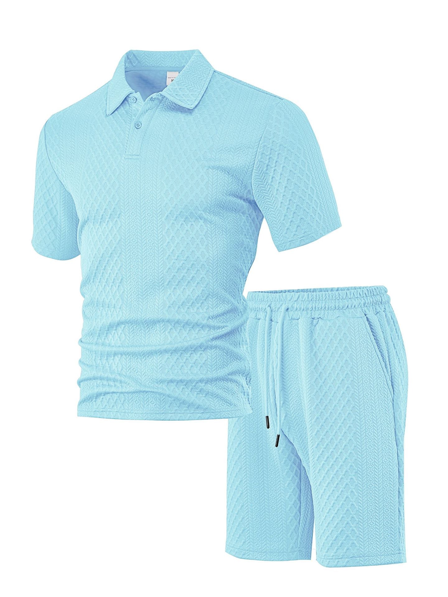 Jacquard fabric men's POLO shirt short-sleeved set