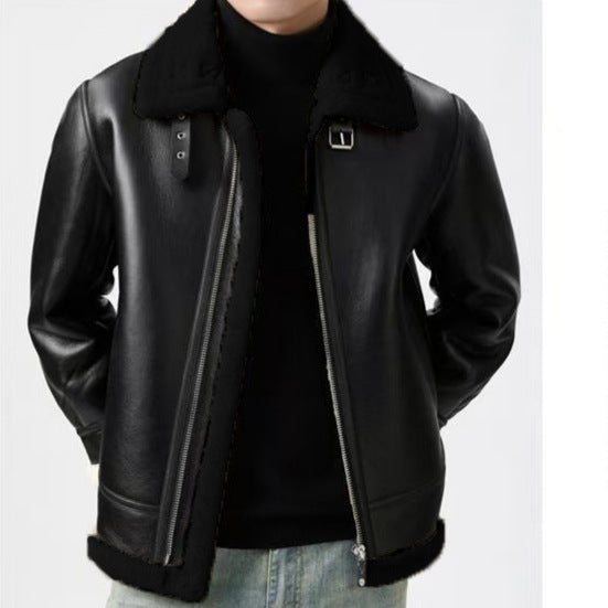 Men's Faux Leather Winter Jacket
