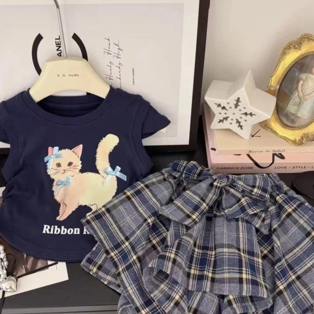Girls' Cartoon Cotton Two-Piece Set