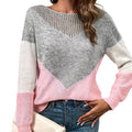Color-Blocked Round Neck Pullover Sweater