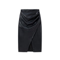 Women's High-Waisted PU Leather Bodycon Skirt with Side Slit