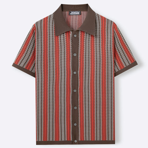 Men's Striped Jacquard Polo Shirt