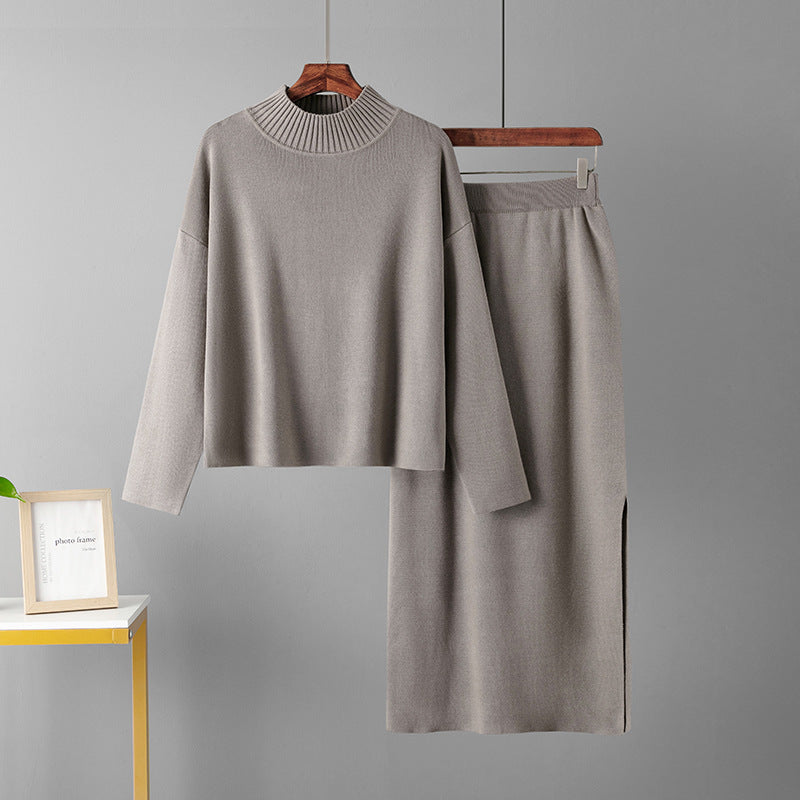 Two-piece set sweater top and long skirt