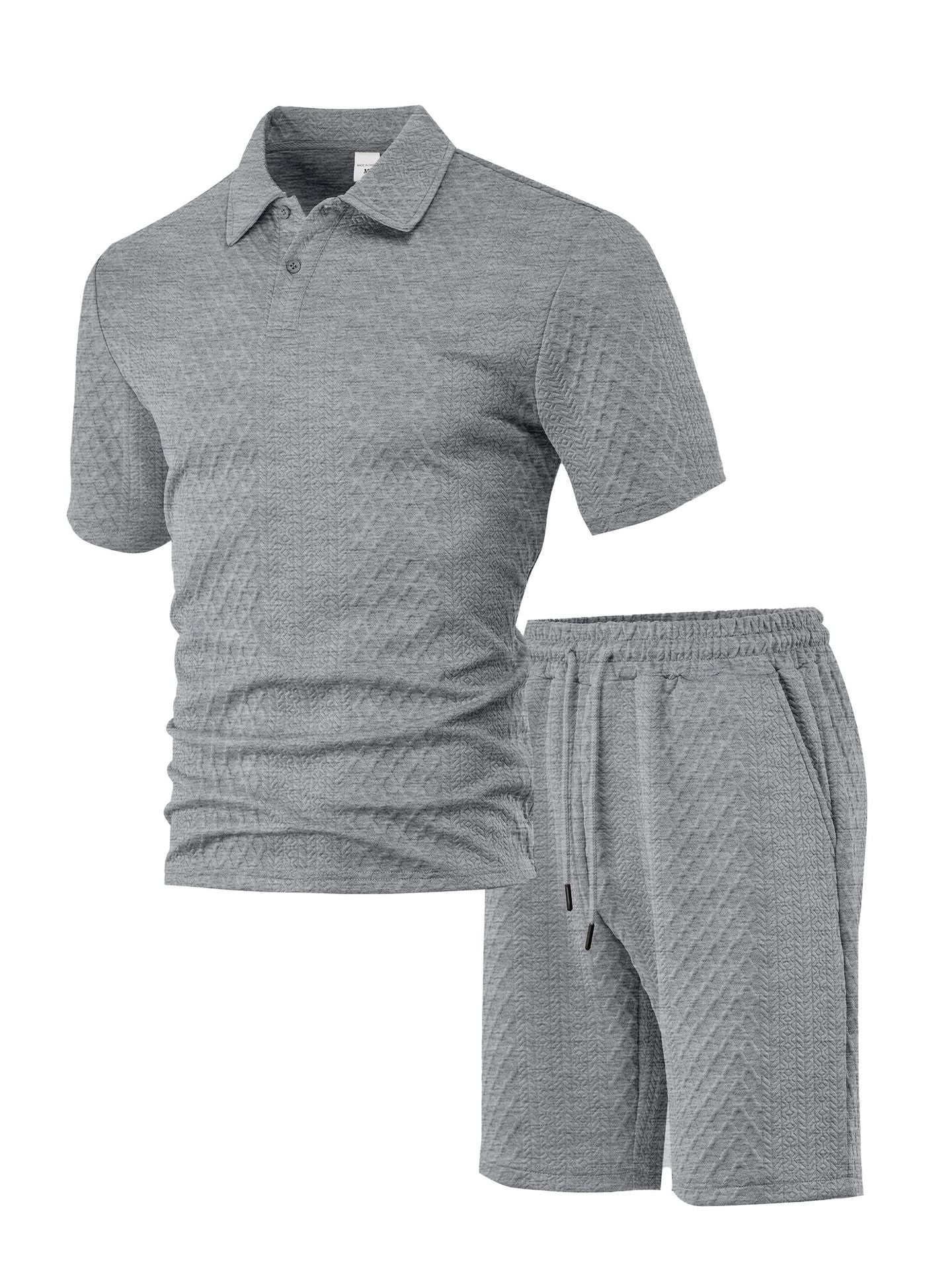 Jacquard fabric men's POLO shirt short-sleeved set