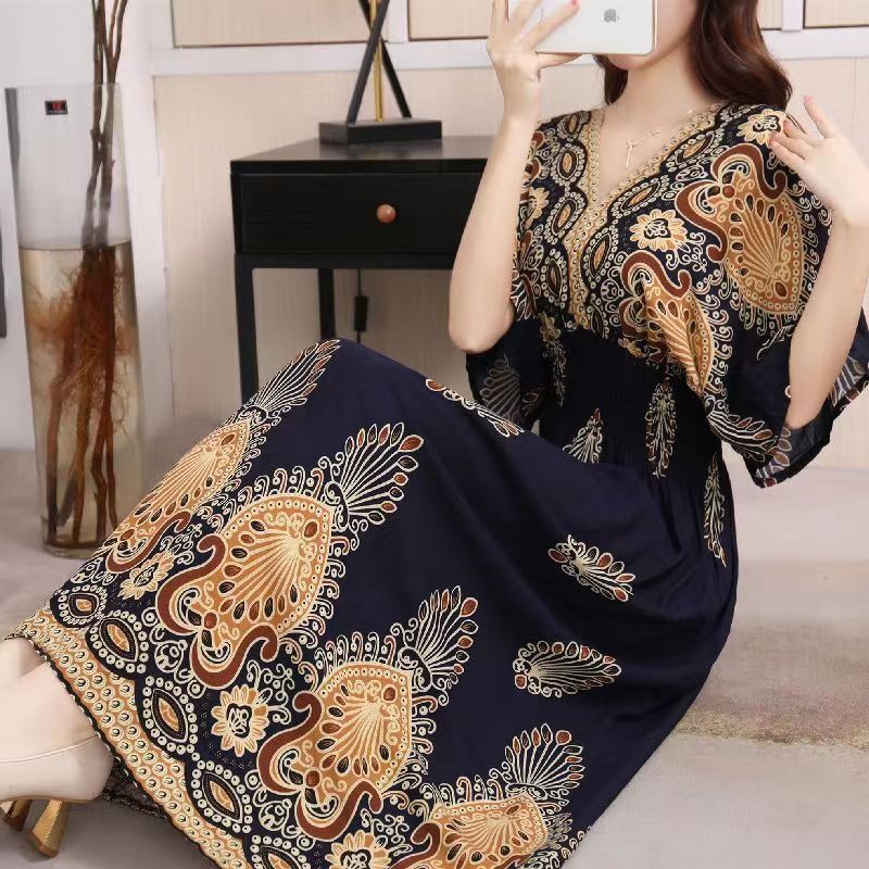 V-neck beach vacation dress
