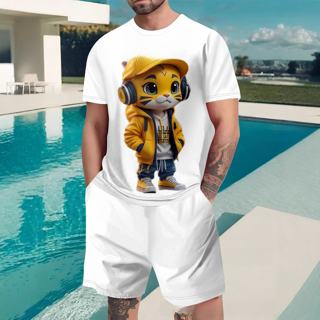 Printed shorts and short sleeves