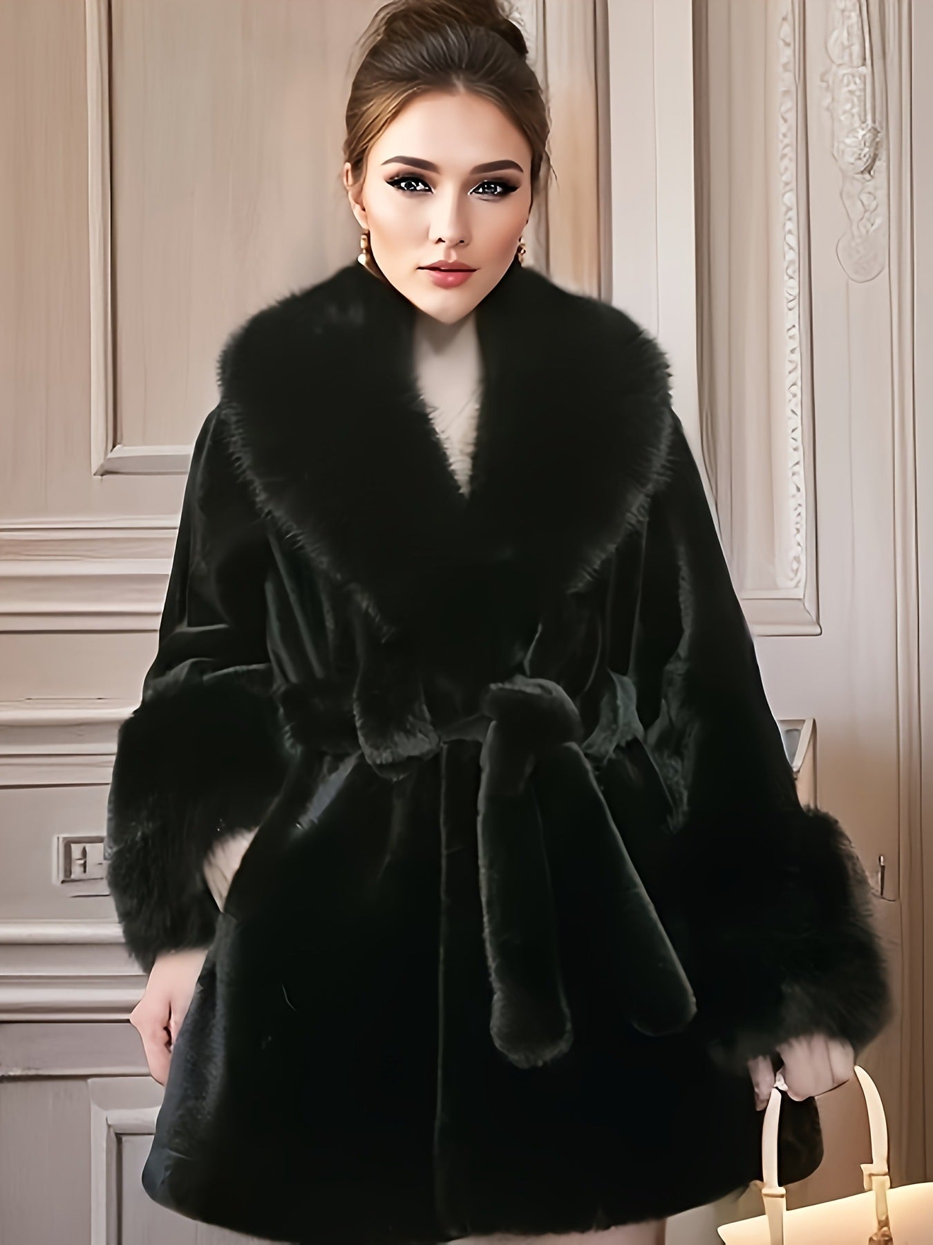 Women's Long Fur Collar Coat