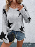 Star Pattern Knitted Pullover Sweater