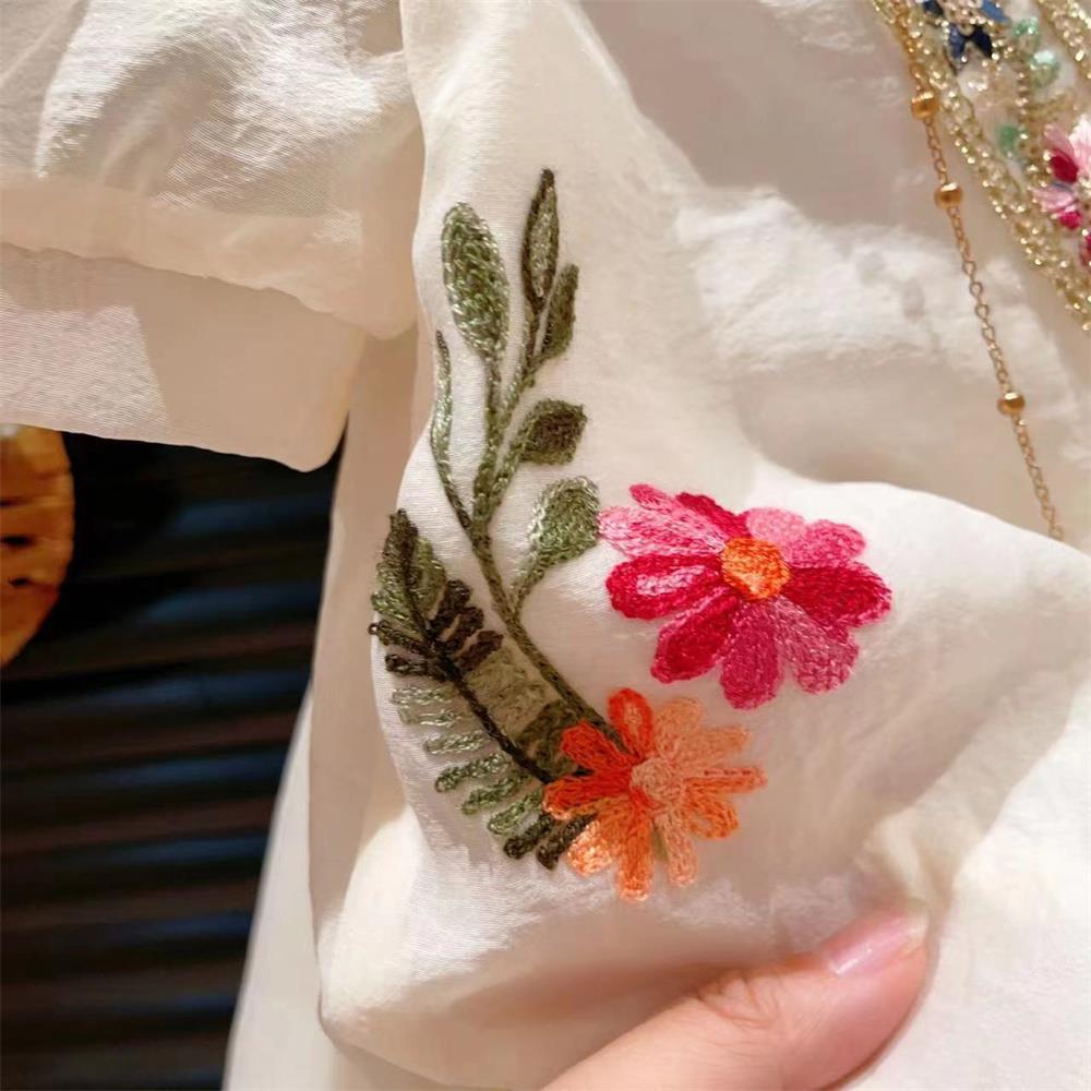 Girls' Vintage Bubble Sleeve Hanfu Two-Piece Set