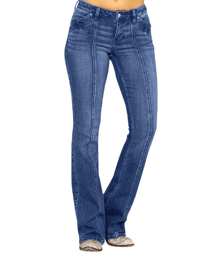 Women's Low Waist Flared Denim Jeans