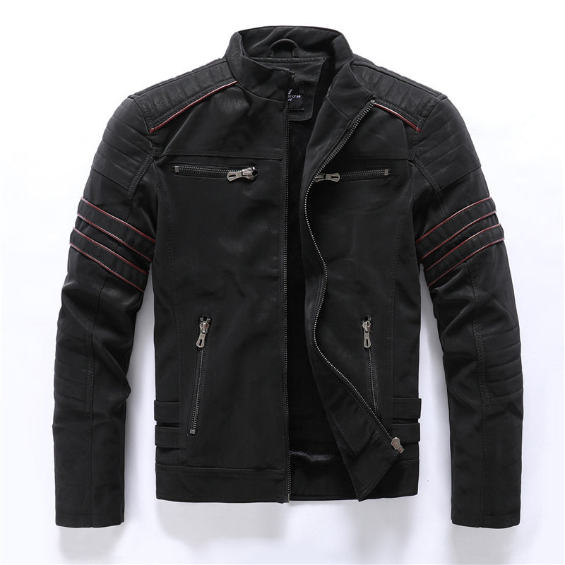 Men's PU Leather Jacket with Velvet Lining