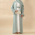 Skirt cuff with diamond abaya women's robe set inner dress, matching belt, and headscarf