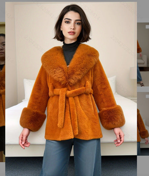 Women's Long Fur Collar Coat