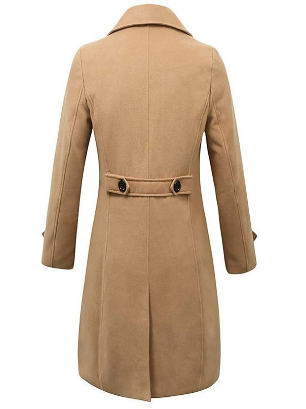 Long Woolen Coat Double-Breasted Trench Coat