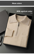 Men's Cashmere Knit Sweater Lapel Collar Long Sleeve