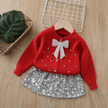 Girls' Knit Cardigan and Skirt