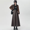 Women's High Waist PU Leather Pleated Skirt