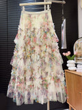 Floral Layered Mesh Skirt