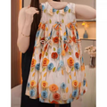 Girls' Floral Bow Sleeveless Princess Dress
