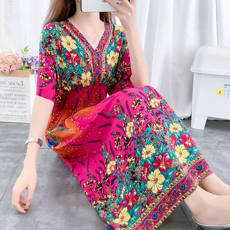 V-neck beach vacation dress