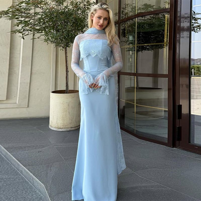 Women's Ruffled Long Sleeve Elegant Dress