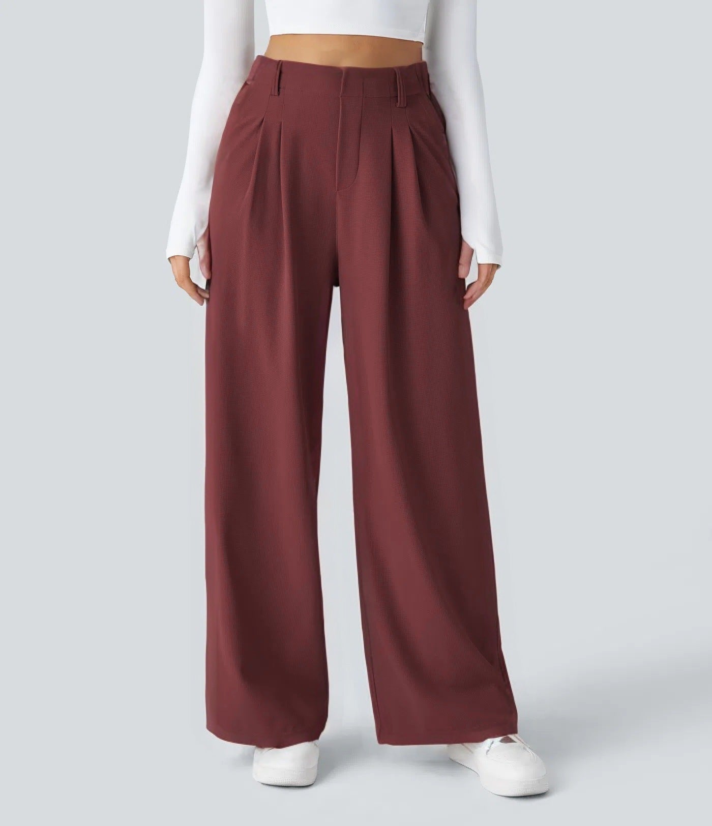 High-waisted  wide-leg loose trousers