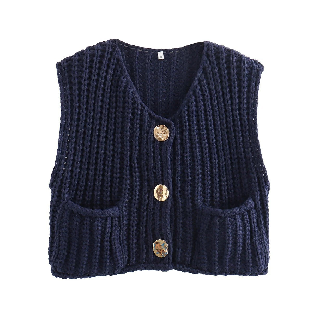Short sleeve knitted cardigan without sleeves