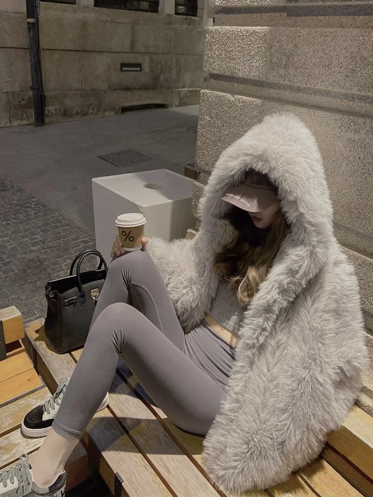 Eco-friendly fox fur coat