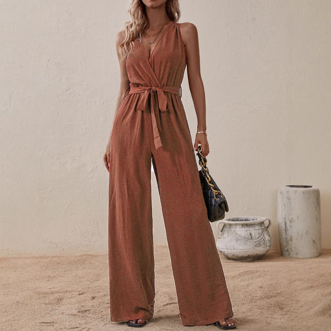Strappy High Waist Sleeveless Jumpsuit