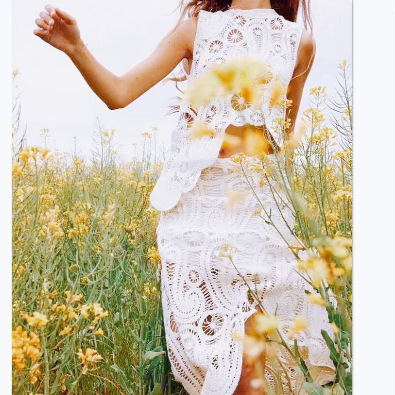 Women's Knitted Two-Piece Set - Top and Skirt