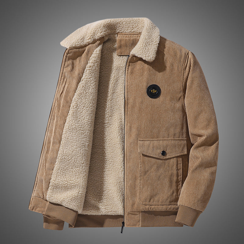 Men's Corduroy Fleece Lined Winter Jacket