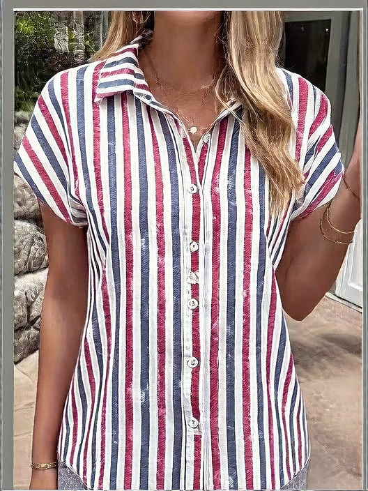 Dragonfly Flower Print Short-Sleeved Shirt
