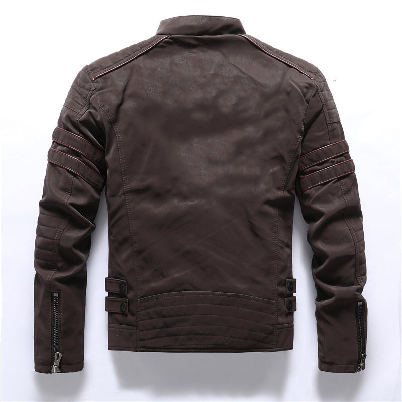 Men's Slim Fit Frosted PU Leather Jacket
