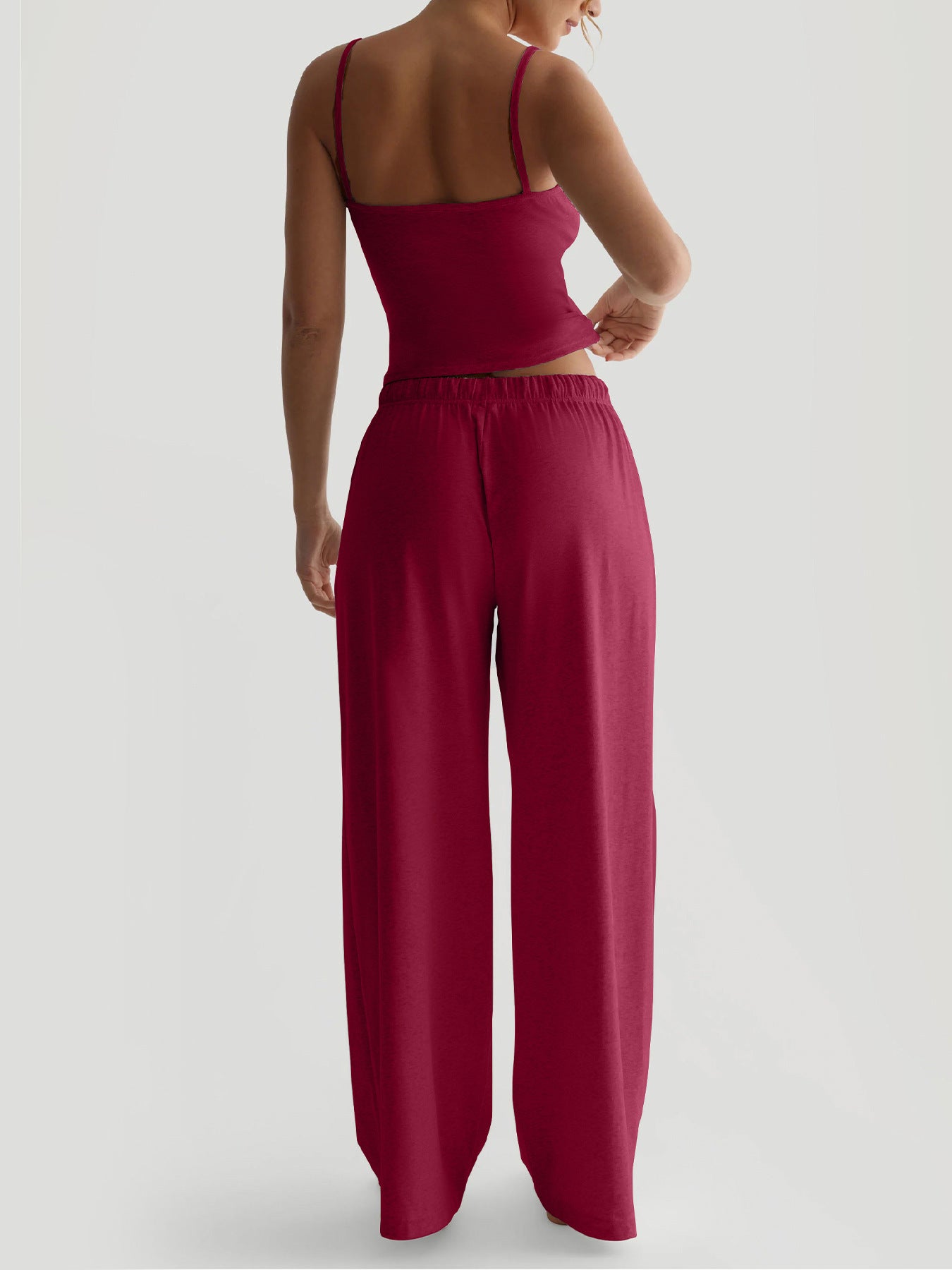 Women's Vest Crop Top and Wide-Leg Pants