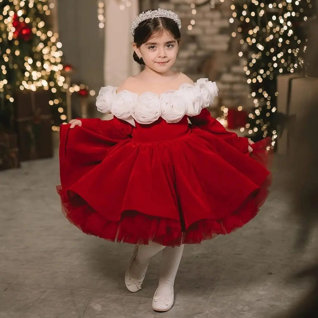 Red Vintage Princess Dress for Girls