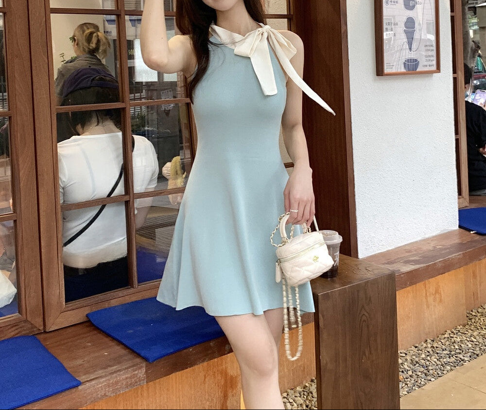 Women's Knit Dress with Tie Design