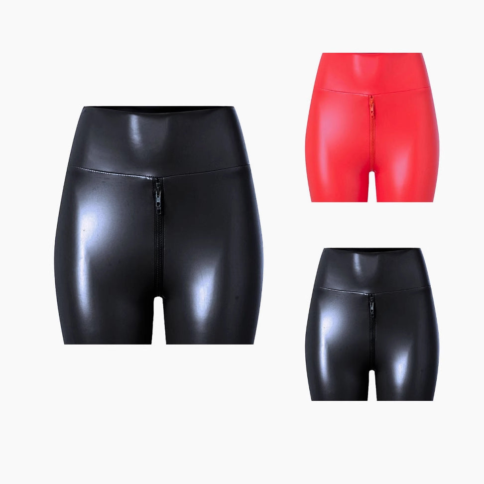 Women's High-Waisted PU Leather Shorts