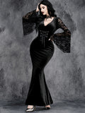 Gothic Lace-Up Bell Sleeve Dress