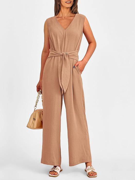 V-neck wide-leg jumpsuit