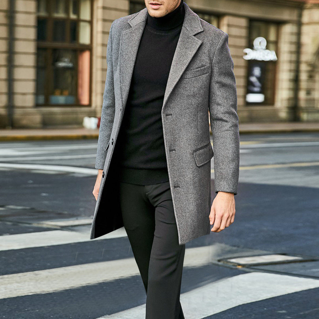 Men's Mid-Length Single-Breasted Trench Coat