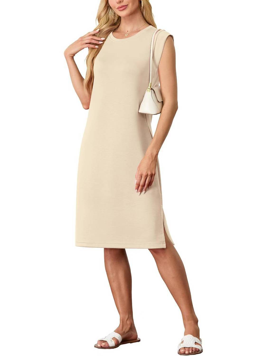 Fashion Solid Color Slit Dress