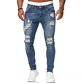 Hole-in-the-side denim ankle jeans