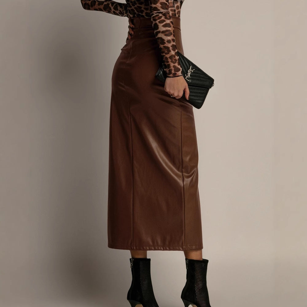Leather Slit Skirt
