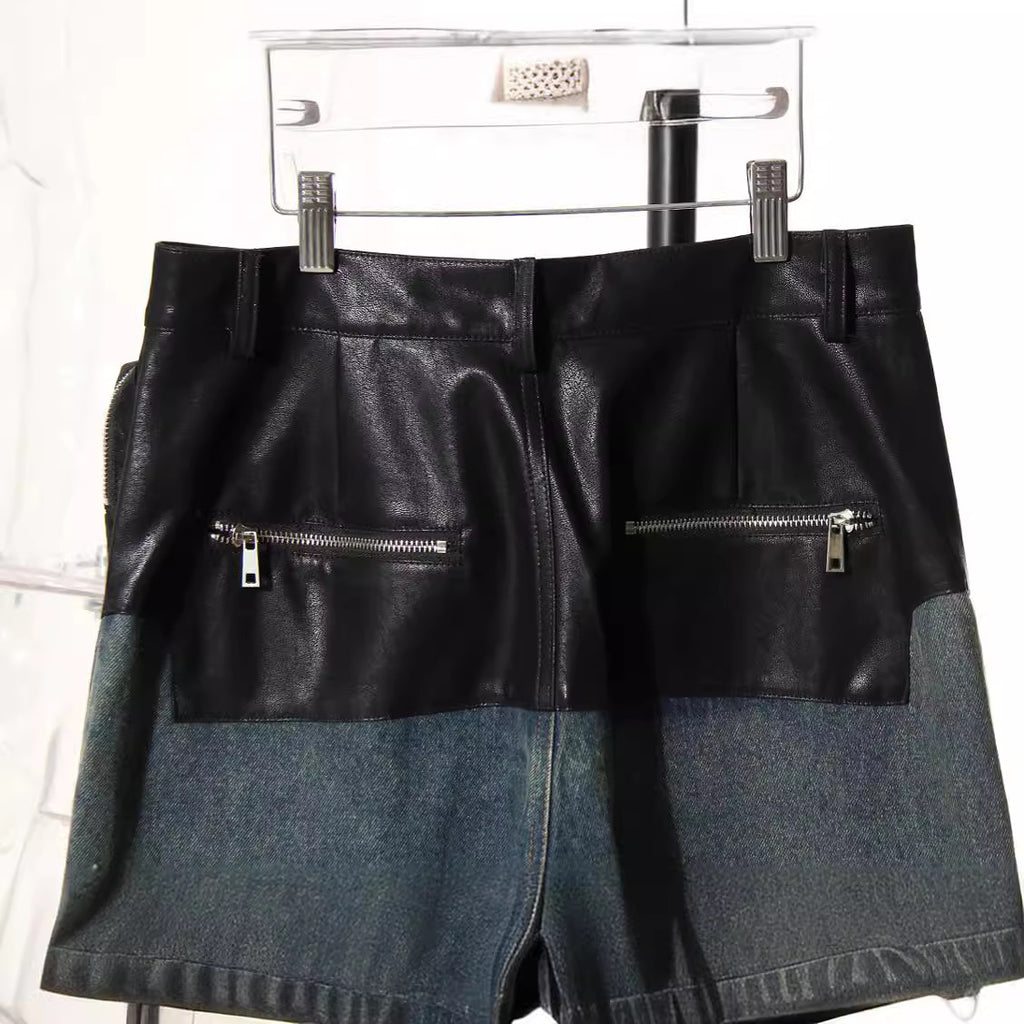 Men's Straight Workwear Pants with PU Leather Details