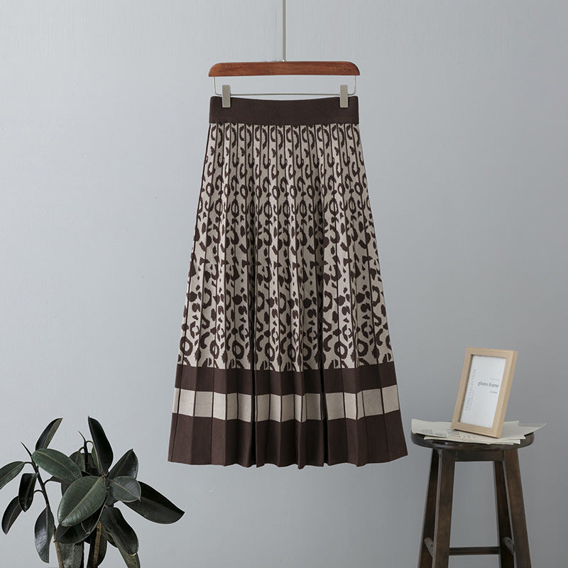 Women's A-Line Pleated Knitted Skirt