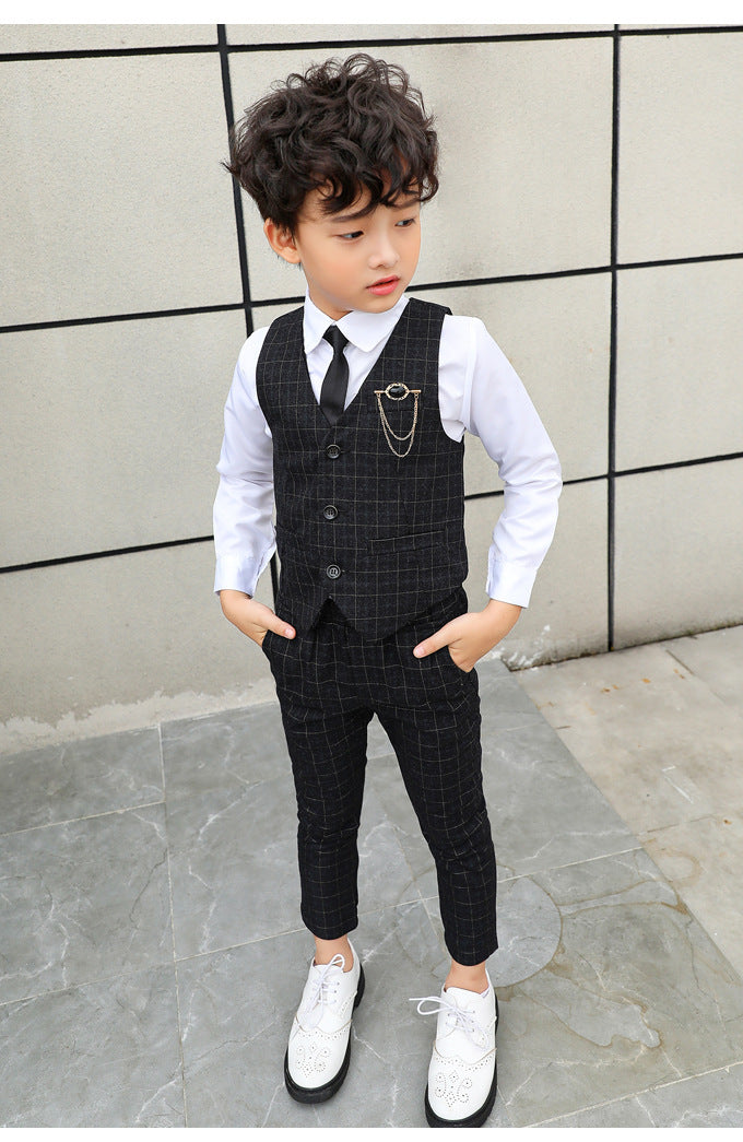 Boys' Plaid Vest Two-Piece