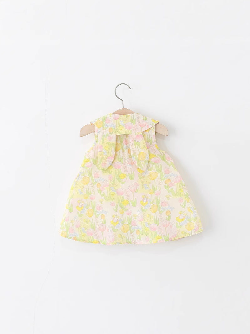 Girls' Floral Sleeveless Cotton Dress