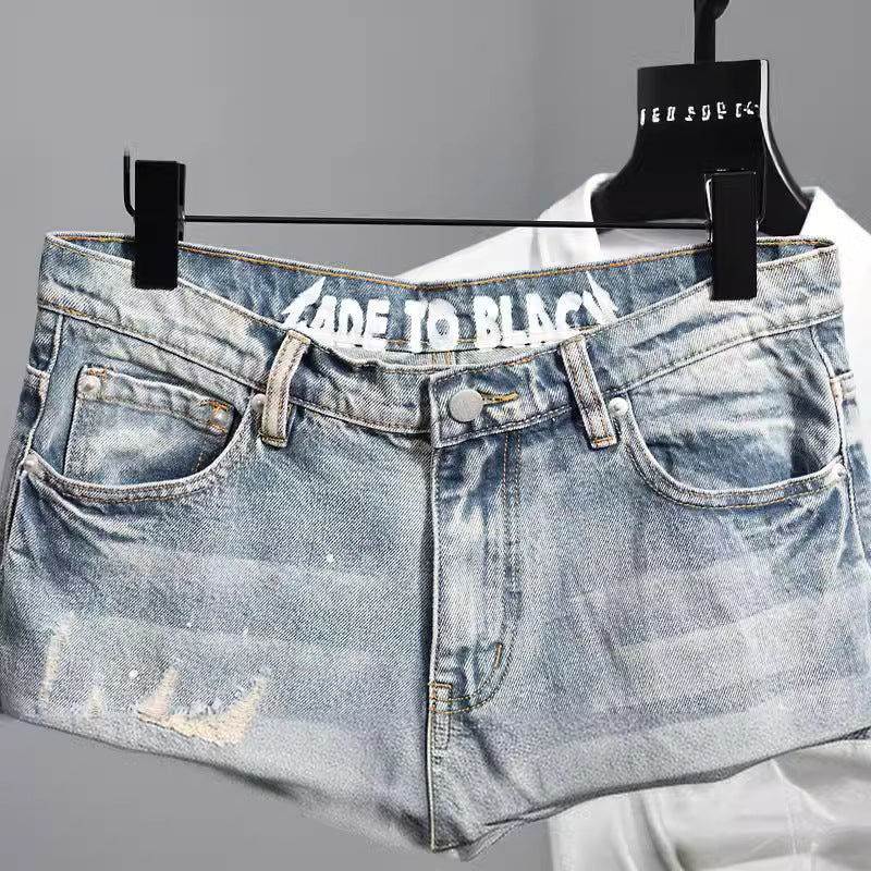 Men's Distressed Denim Shorts Straight Cut