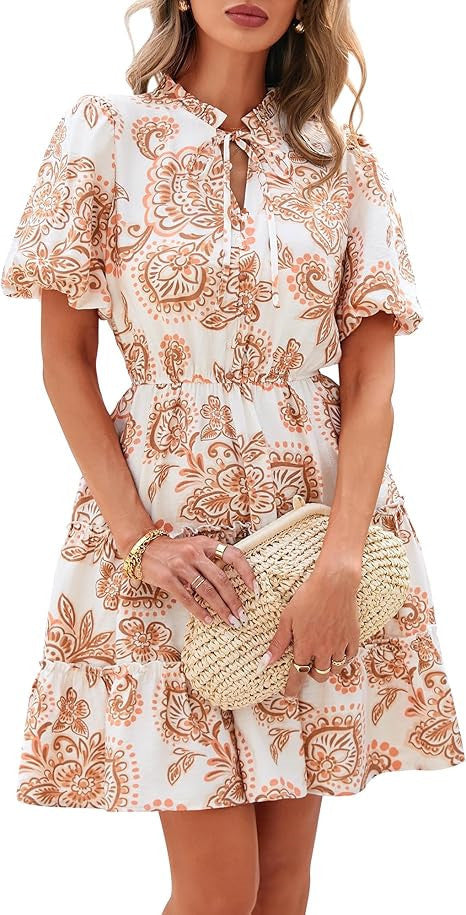 Women's V-neck knee-length dress